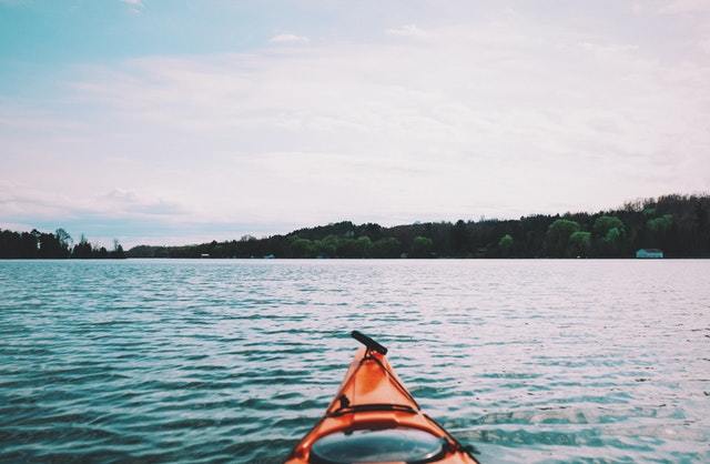 kayak in the middle of an ocean
