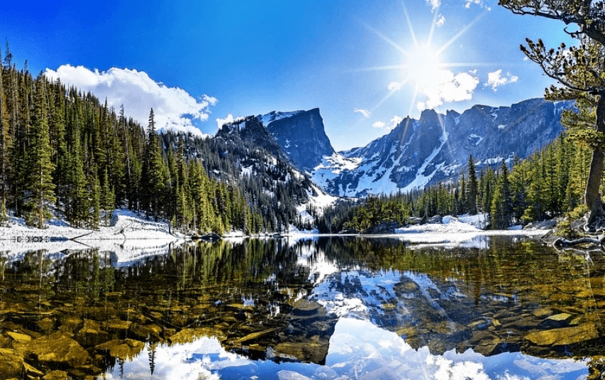 Mountain scene for colorado state fishing license blurb